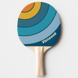 Pala De Ping Pong Blue Sun Circle Stripe with Name