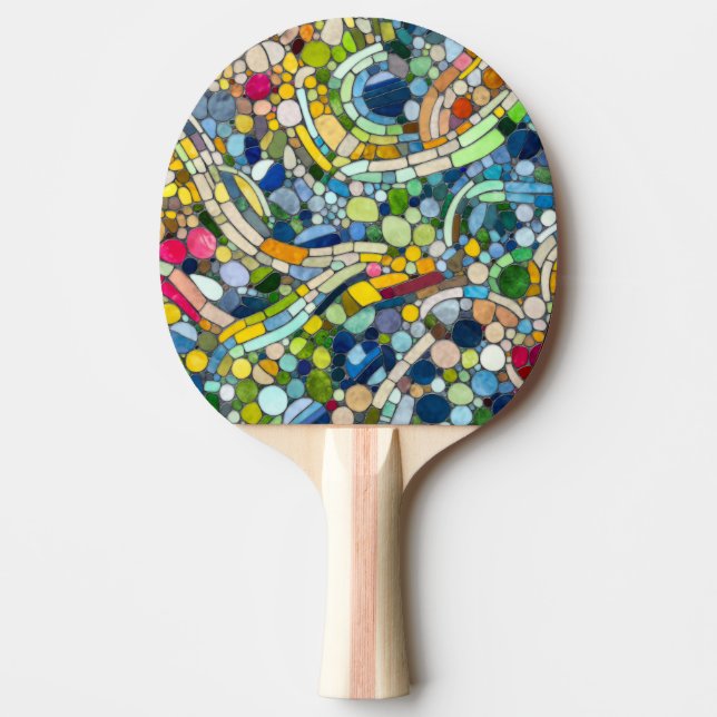 Pala De Ping Pong Bocas coloridas Mosaico Arte (Anverso)