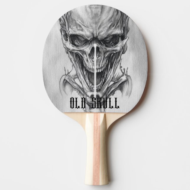 Pala De Ping Pong Boceto de Cráneo Antiguo (Anverso)