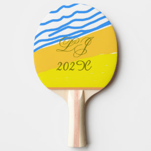 Pala De Ping Pong Boda de Playa Moderna Elegante en Monograma de Liv