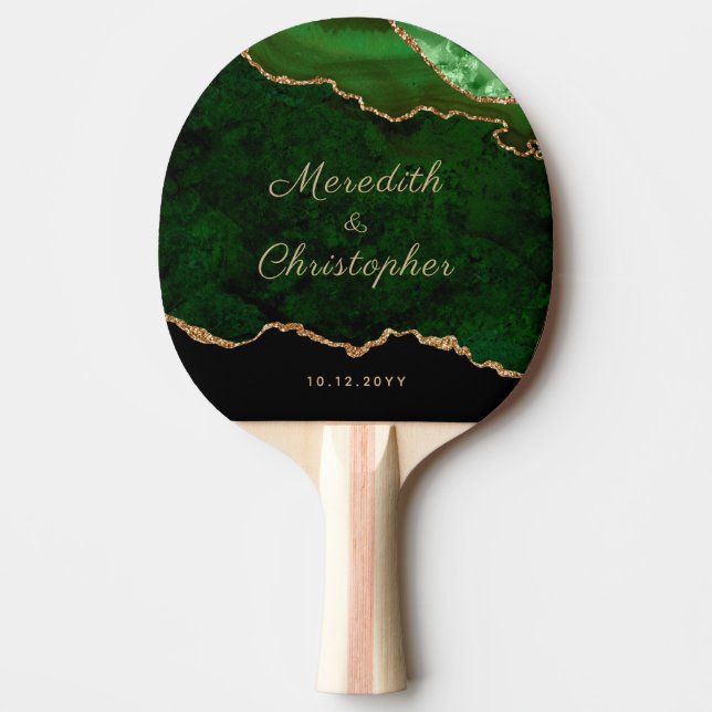 Pala De Ping Pong Boda del Agate Verde Oro (Anverso)