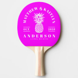 Pala De Ping Pong Boda eléctrica retro rosa tropical piña