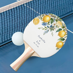 Pala De Ping Pong Boda personalizada con limones Amalfi Mediterráneo