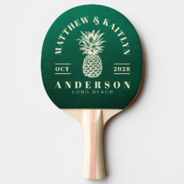 Pala De Ping Pong Boda Tropical de Piña Verde Esmeralda