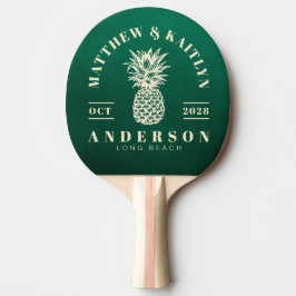 Pala De Ping Pong Boda Tropical de Piña Verde Esmeralda