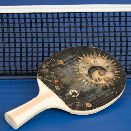 Pala De Ping Pong Boho Celestial Sun Moon Wildflower Garden