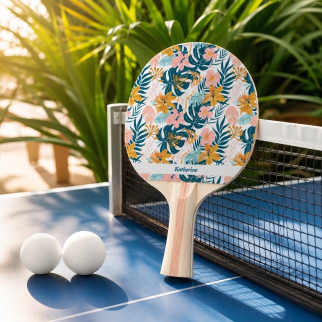 Pala De Ping Pong Boho Tropical Hojas Flores (Subido por el creador)