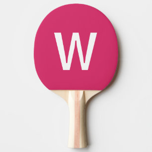 Pala De Ping Pong Bola de Ping Pong inicial de monograma rosa y blan