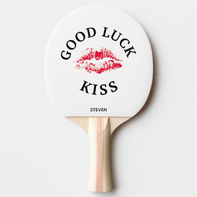 Pala De Ping Pong Bonito beso rojo Goodluck Valentines personalizado (Anverso)