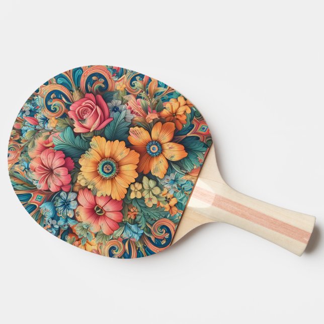 Pala De Ping Pong Bonito Bouquet de flores (Lateral)
