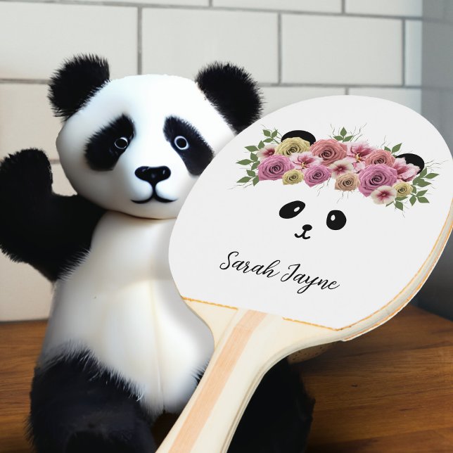 Pala De Ping Pong Bonito Panda Bear Animal Face Ping Pong Paddle (Pretty Panda Bear Animal Face Ping Pong Paddle with space for your name)