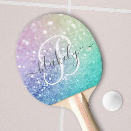 Pala De Ping Pong Bonito Purpurina holográfico Girly Glamorous