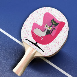 Pala De Ping Pong Bonitos atómicos blancos negros con puntos rosados