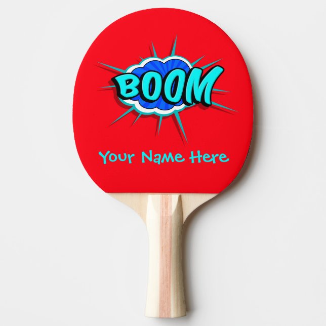 Pala De Ping Pong Boom Bang Rojo y Azul Personalizado (Anverso)