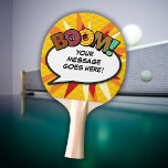 Pala De Ping Pong BOOM Voz personalizada Burbuja Funny Guay<br><div class="desc">Personalizar con tu propio mensaje para convertirlo en tu propio arte del cómic pop. Guay, de moda y divertido, libro de historietas ping pong paddle diseñado para poner un latigazo, zap, en el juego de cualquiera. Un divertido, genial, y moderno diseño inspirado en el arte pop del libro de historietas...</div>