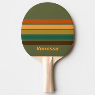 Pala De Ping Pong Bosque Antiguo Marisma a Través de Rayas con Nombr