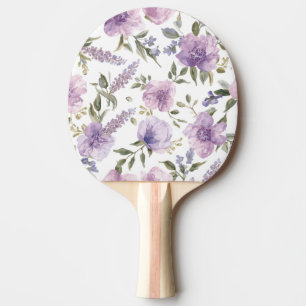 Pala De Ping Pong Botánico Acuarela Floral Lavanda Púrpura
