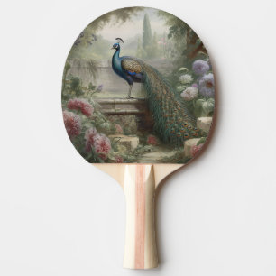 Pala De Ping Pong Botánico: pavo real en las escaleras en un jardín 
