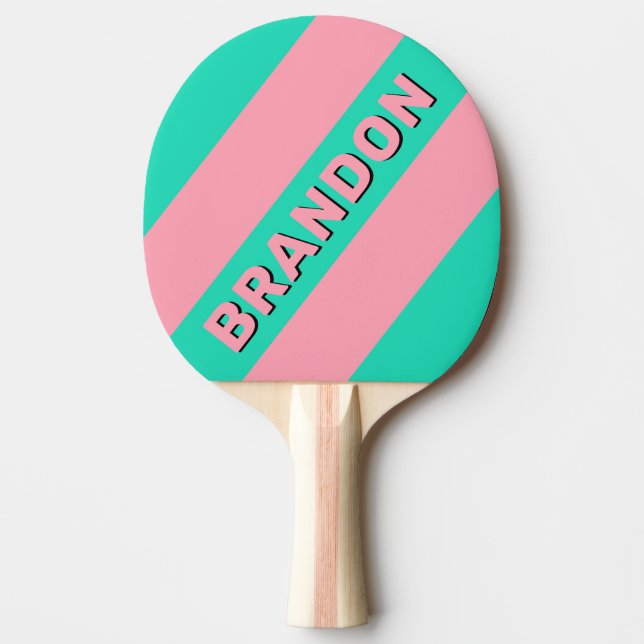 Pala De Ping Pong Brisa de Playa Rayas Audaces Nostálgicas con Nombr (Anverso)