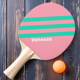 Pala De Ping Pong Brisa de Playa Rayas Nostálgicas con Nombre