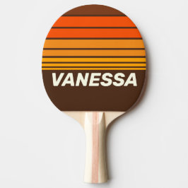 Pala De Ping Pong Brown Retro Horizon Striping with Name