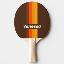 Pala De Ping Pong Brown Retro Pin Striping with Name