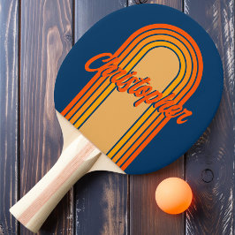 Pala De Ping Pong Bucle azul de arco de vintage con nombre