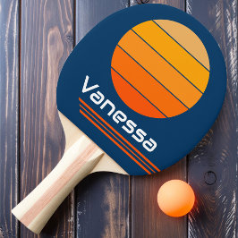 Pala De Ping Pong Bucle azul de rotación retro