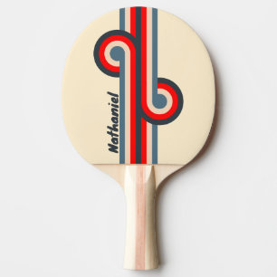 Pala De Ping Pong Bucle de Arcoíris Náutico Retro con Nombre