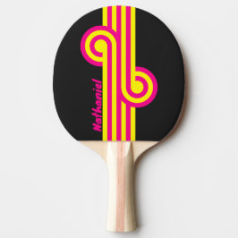 Pala De Ping Pong Bucle de brillo solar retro con nombre