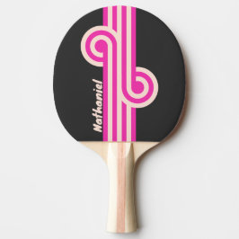 Pala De Ping Pong Bucle de chicle retro con nombre