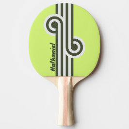 Pala De Ping Pong Bucle de desvanecimiento de musgo retro con nombre