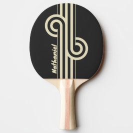 Pala De Ping Pong Bucle de doble raya de carbón retro con nombre