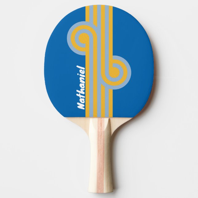 Pala De Ping Pong Bucle de franja costera con nombre (Anverso)