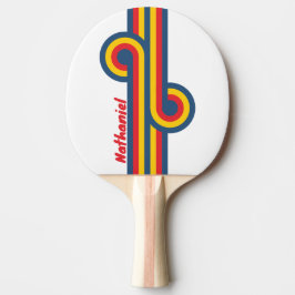 Pala De Ping Pong Bucle de franja de montaña retro con nombre