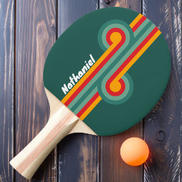 Pala De Ping Pong Bucle de franja verde con nombre