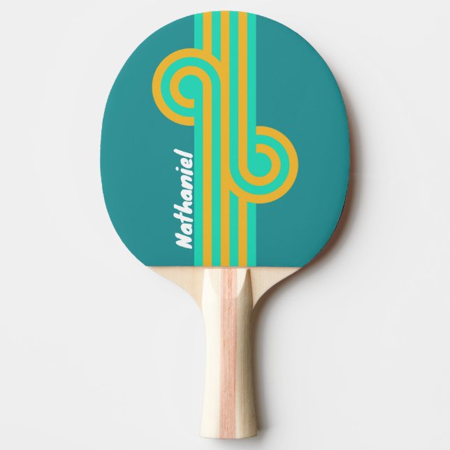 Pala De Ping Pong Bucle de Mares Soleados con Nombre (Anverso)