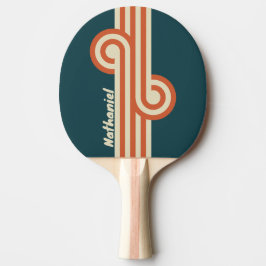 Pala De Ping Pong Bucle de onda retro con nombre