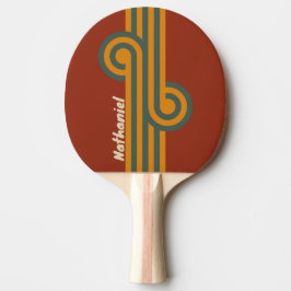 Pala De Ping Pong Bucle de óxido de naranja retro con nombre