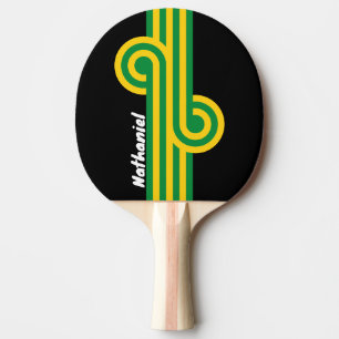 Pala De Ping Pong Bucle de Palma Tropical Retro con Nombre