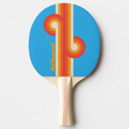 Pala De Ping Pong Bucle de raya azul desvaído con nombre