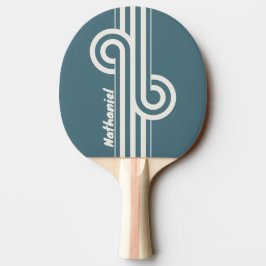 Pala De Ping Pong Bucle de raya gris pizarra retro con nombre