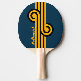 Pala De Ping Pong Bucle Retro de Marea a la Luz de la Luna con Nombr