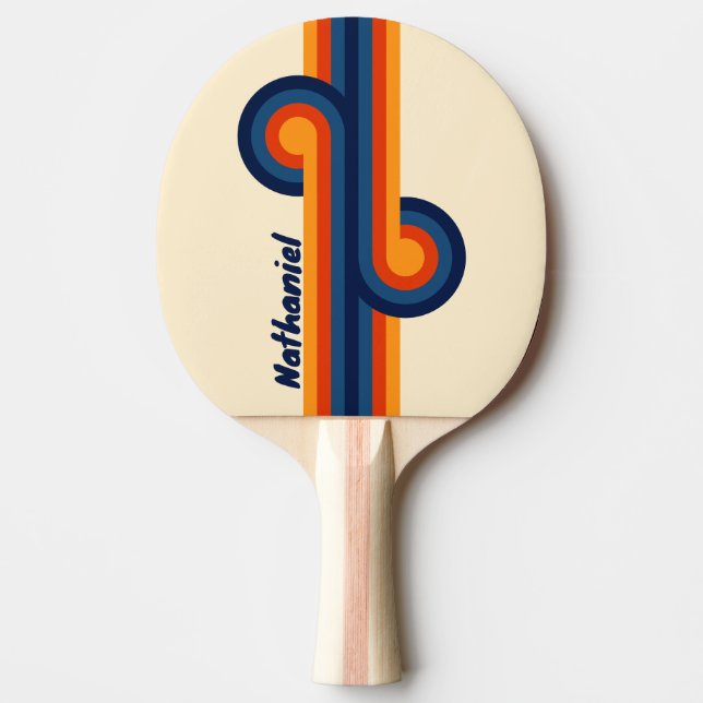 Pala De Ping Pong Bucle Retro Desierto Arcoíris con Nombre (Anverso)