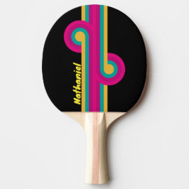 Pala De Ping Pong Bucle Retro Oscuro de los 80 con Nombre