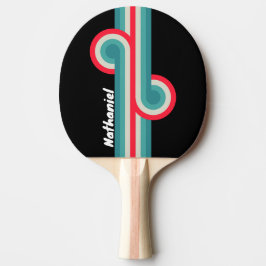 Pala De Ping Pong Bucle Retro Sigilo Arcoíris con Nombre