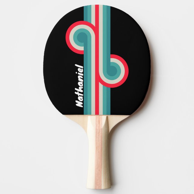 Pala De Ping Pong Bucle Retro Sigilo Arcoíris con Nombre (Anverso)