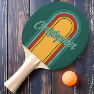Pala De Ping Pong Bucle Verde Arco Vintage con Nombre