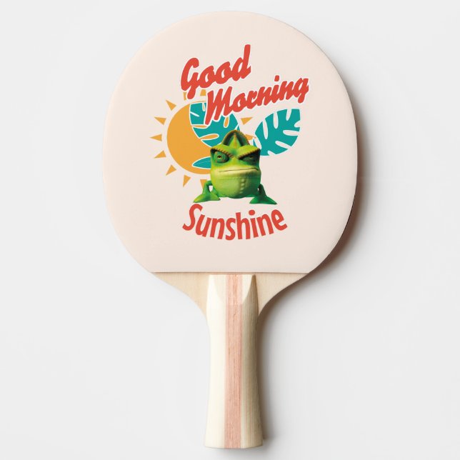 Pala De Ping Pong Buenos Días Sol Funny Camaleón (Anverso)