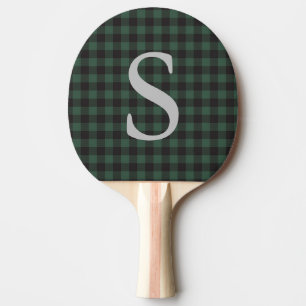 Pala De Ping Pong Búfalo negro clásico Tartan Plaid Monograma